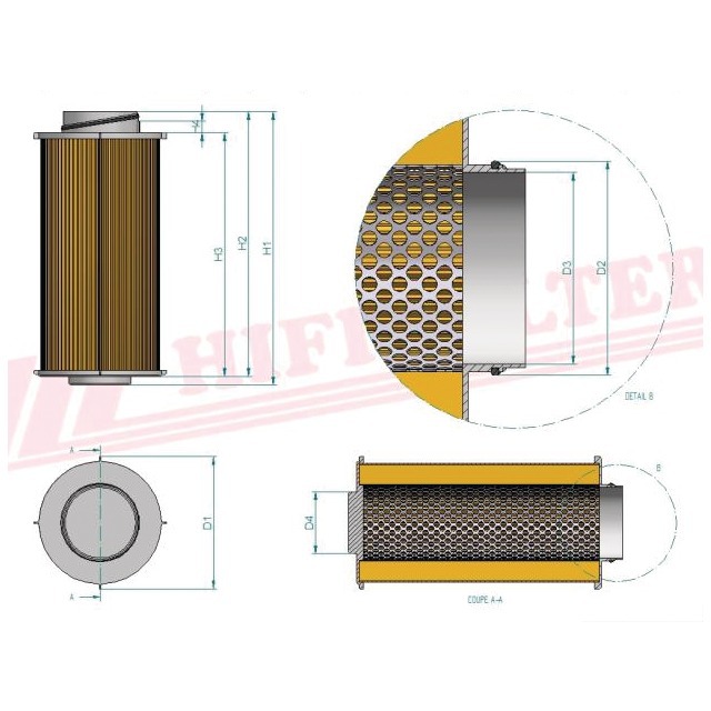 Filtre Hydraulique SH 66263 Hifi Filter référence fournisseur HIFSH66263